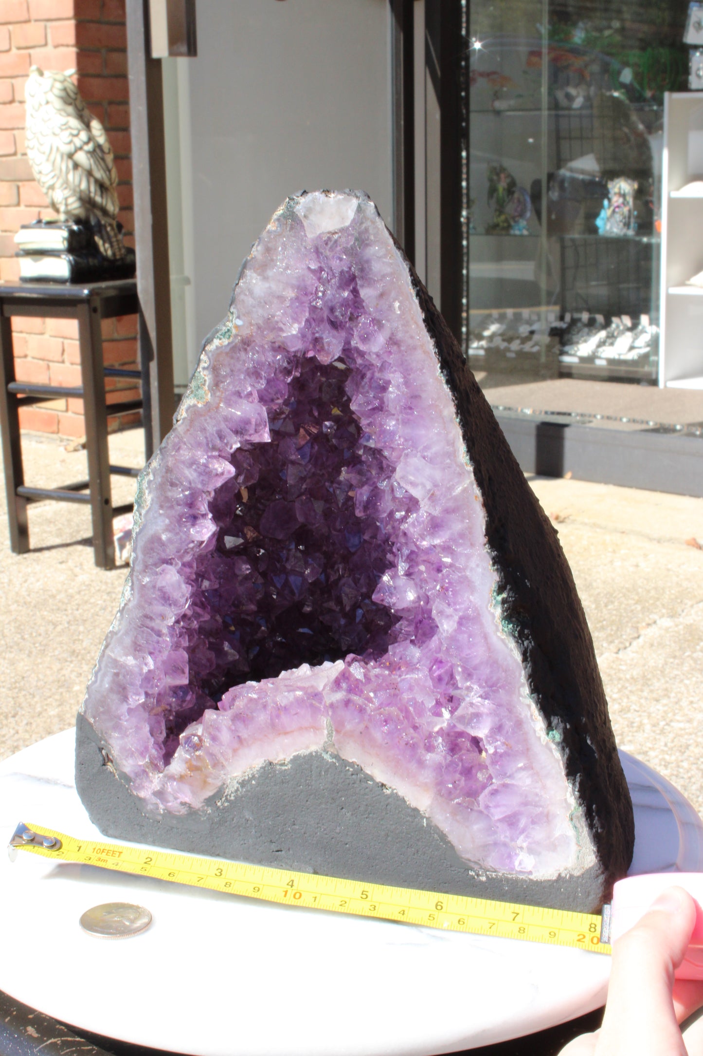 Amethyst Cathedral displaying stunning purple crystals in a large geode formation
