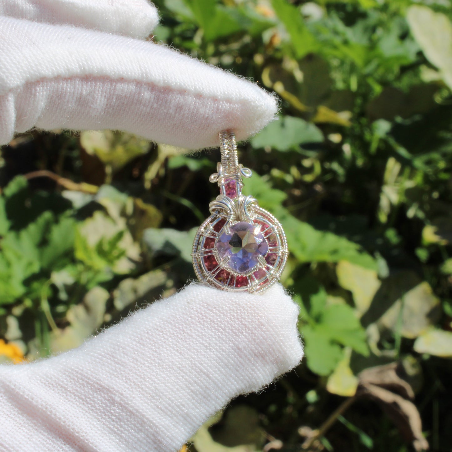 Amethyst Sterling Silver pink tourmaline pendant elegantly crafted for a stunning jewelry piece