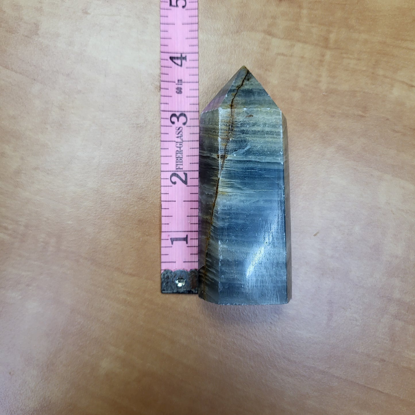 Blue Onyx Towers in a natural polished finish showcasing unique striations and edges