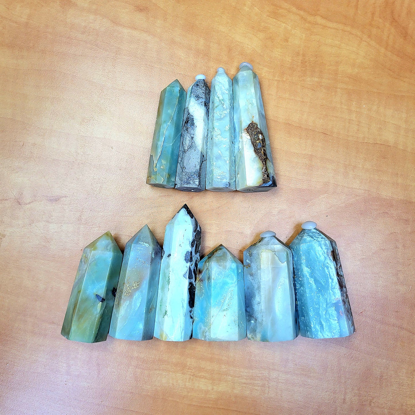 Set of Caribbean Calcite towers in various shapes, showcasing their unique textures and colors.