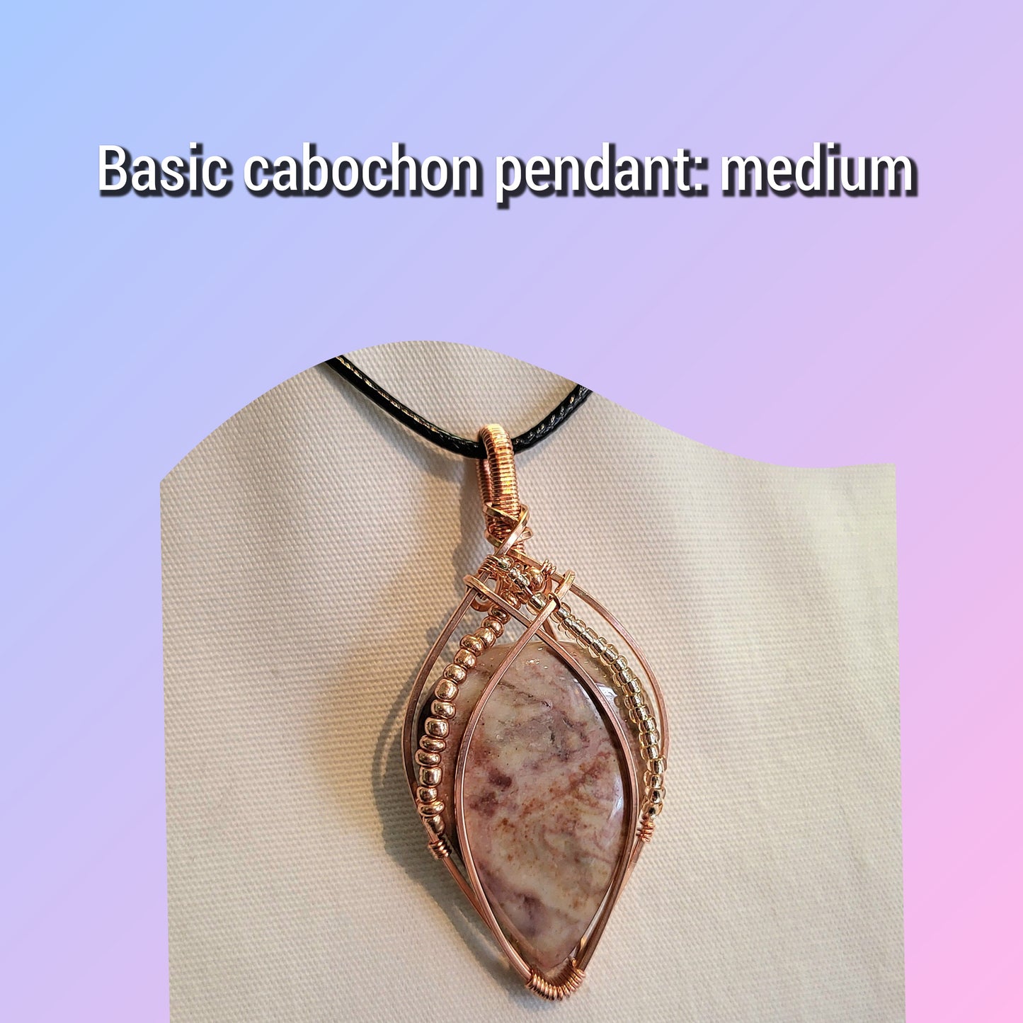 Medium basic cabochon pendant on a necklace, perfect for Jewelry Making Classes Fall 2025