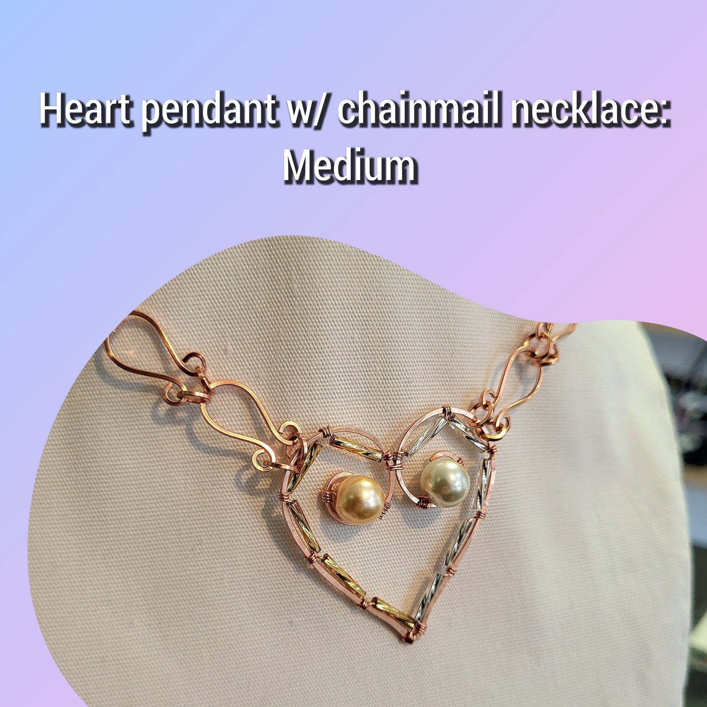 Heart pendant with chainmail necklace in medium, perfect for Jewelry Making Classes Fall 2025