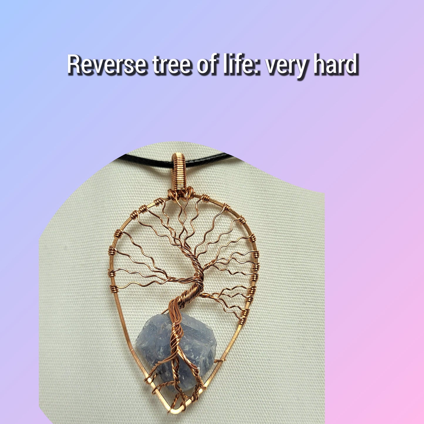 Copper wire reverse tree of life pendant with blue stone for jewelry making classes Fall 2025