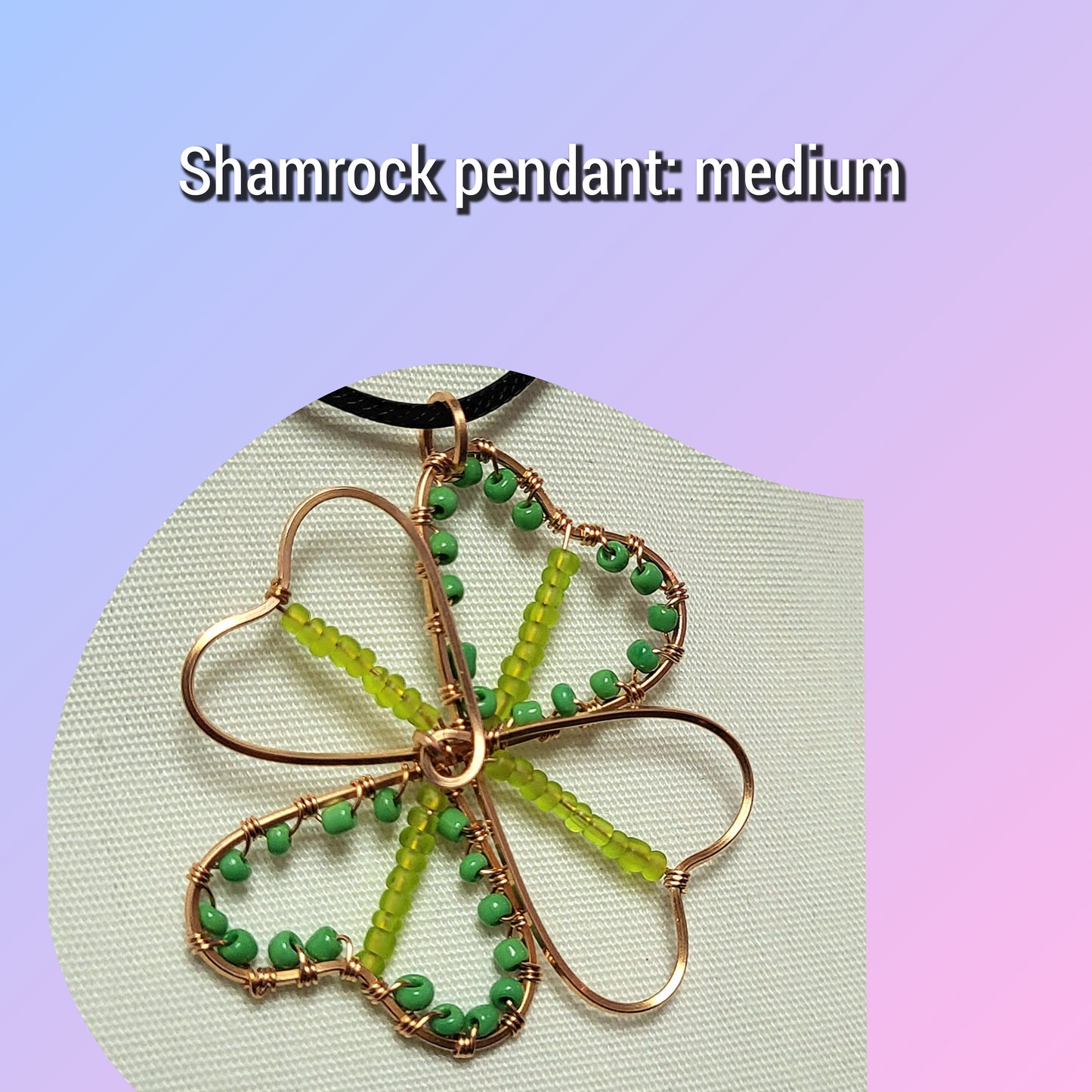 Shamrock pendant crafted with green beads, ideal for Jewelry Making Classes Fall 2025 participants.