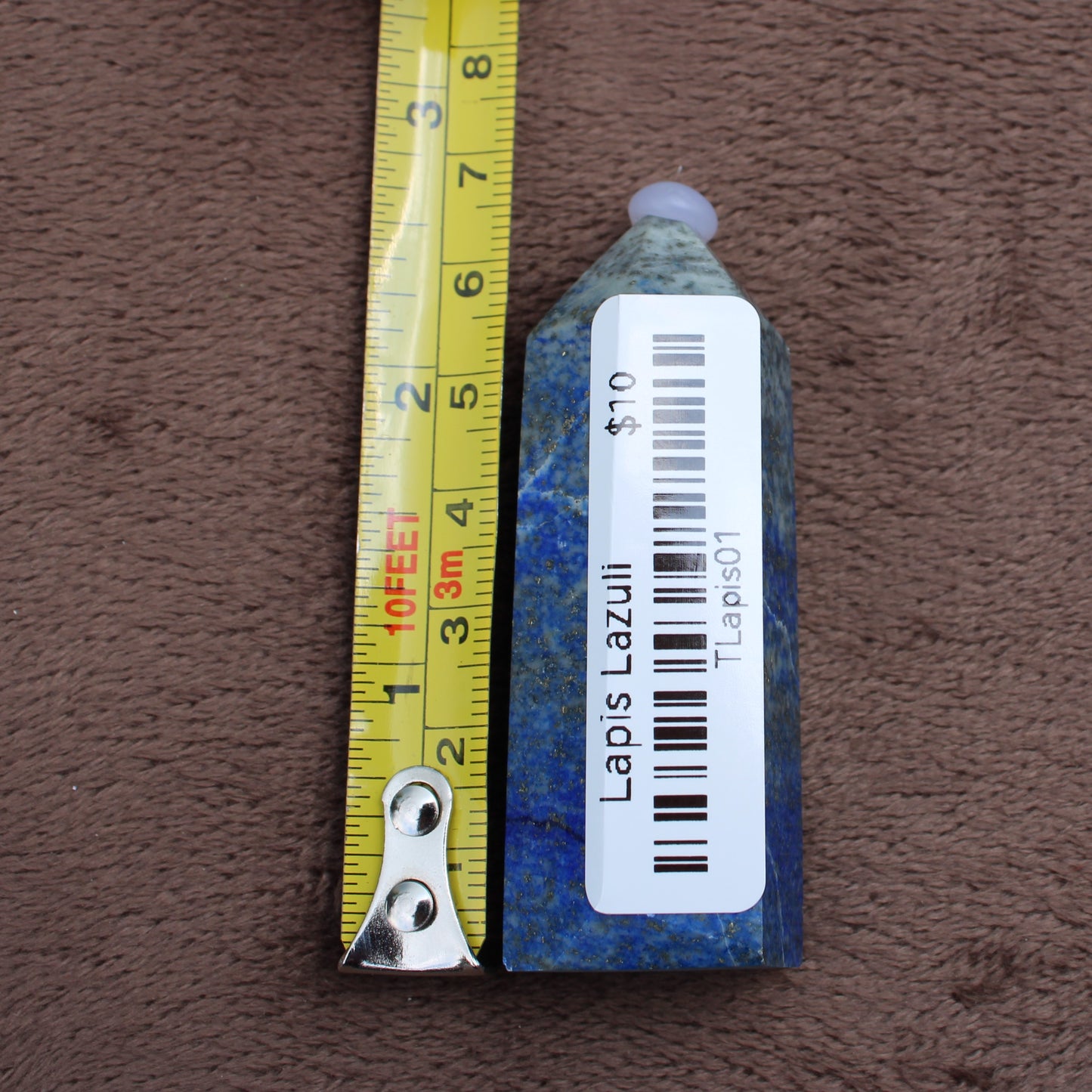Lapiz Lazuli Tower crystal measuring approximately 3 inches tall with blue and green hues
