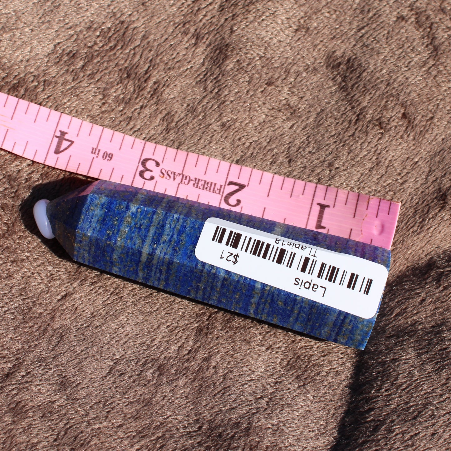 Lapis Tower Collection Crystal with Rich Blue Colors and Measuring Tape for Size Reference