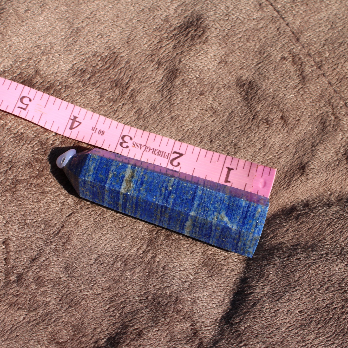 Lapis Tower Collection Crystal Piece in Blue with Measuring Ruler for Size Reference