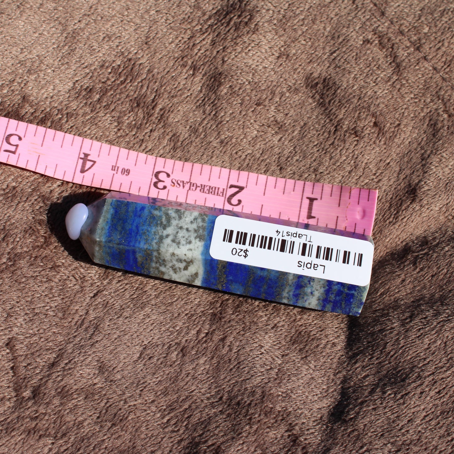Lapis Tower Collection Crystal with Unique Blue and Gray Stripes for Decorative Purposes