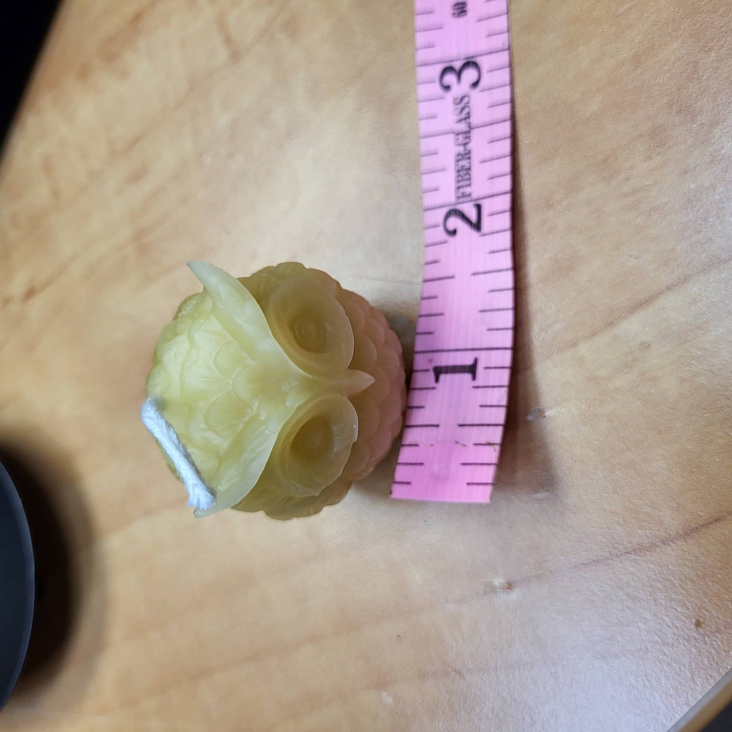 Little beeswax owl candle from Different Branches Crystal Gift Shop in Richfield, Ohio, showing intricate detailing