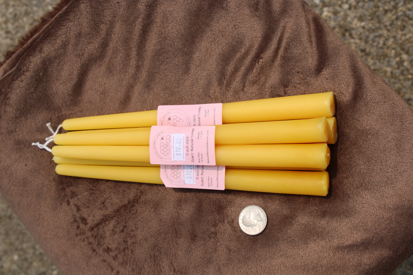 Set of four Different Branches LLC long-lasting honey scent candles in natural beeswax