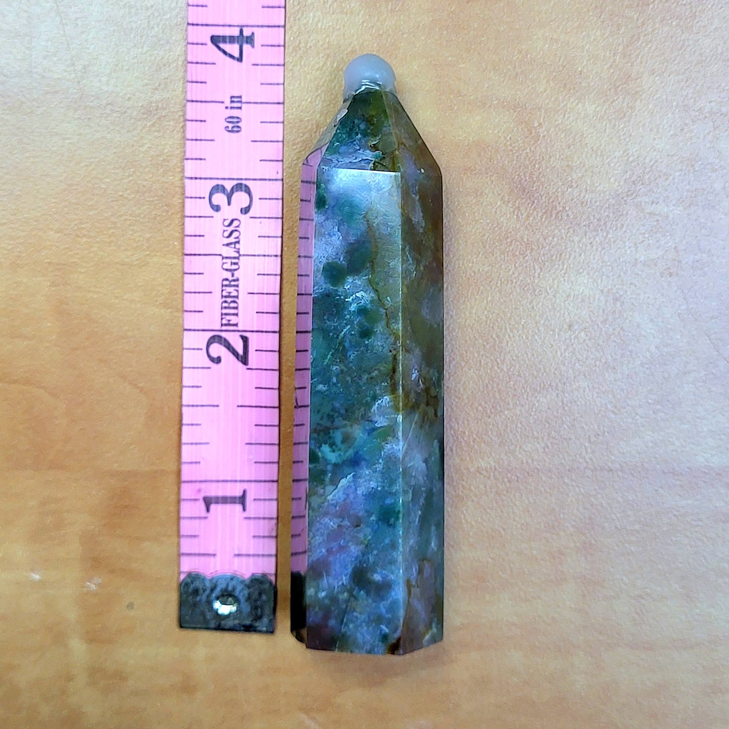 Ocean jasper tower from My Store with unique patterns and colors, measuring approximately 2 inches tall