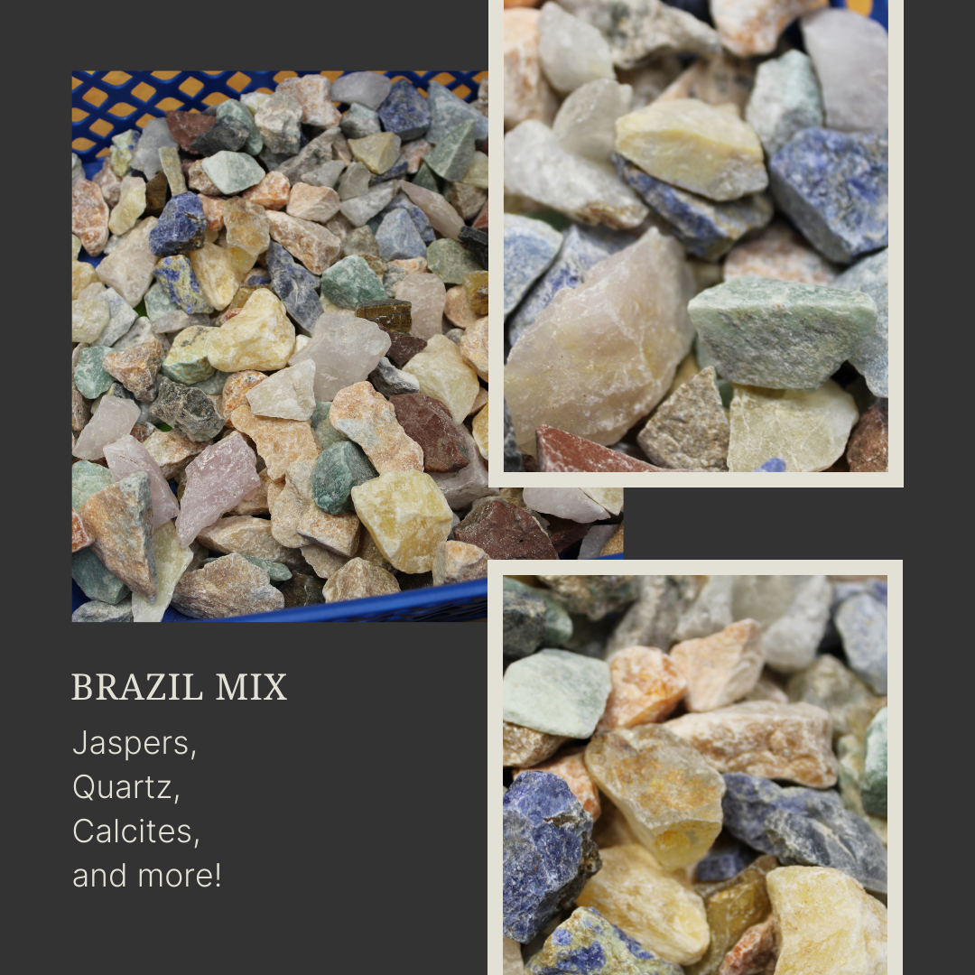 Different Branches LLC Brazil mix rough crystals jaspers quartz calcites assorted stones large gem mining mystery bag