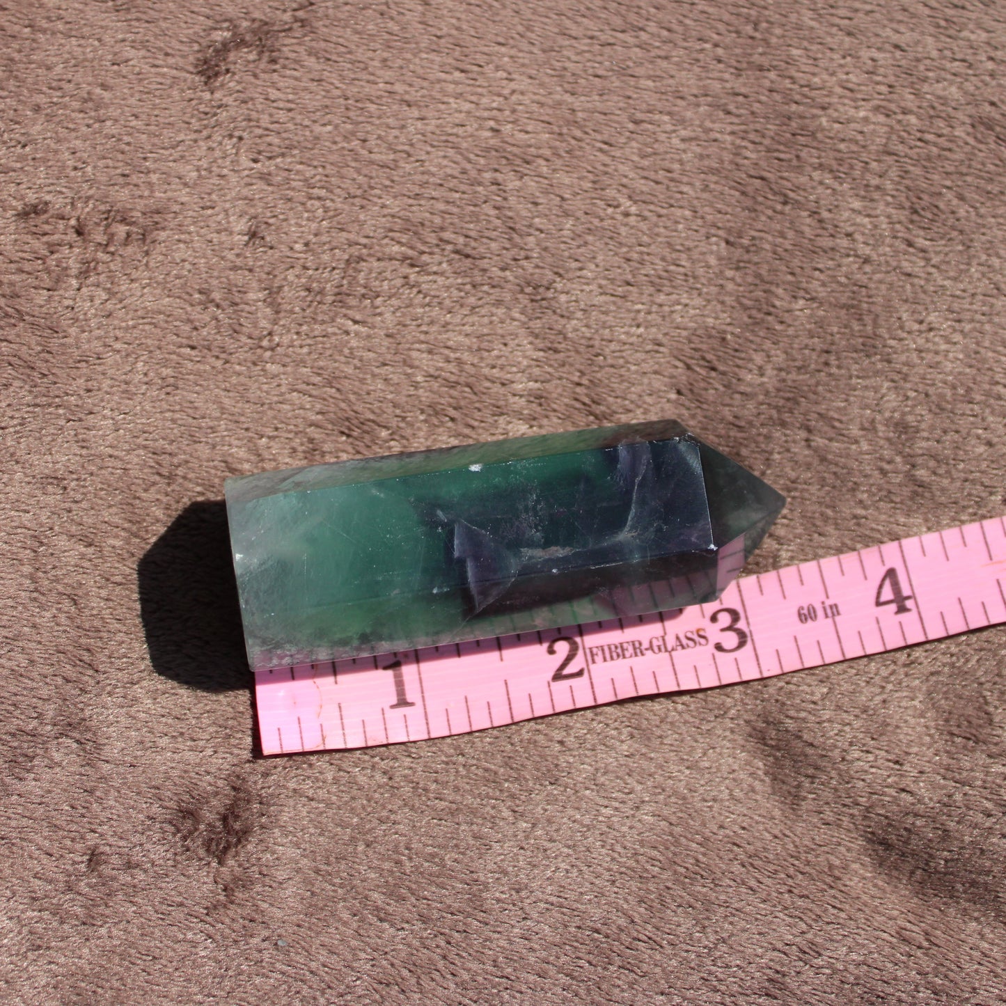 Rainbow Fluorite tower with distinct green and purple hues, ideal for crystal collectors