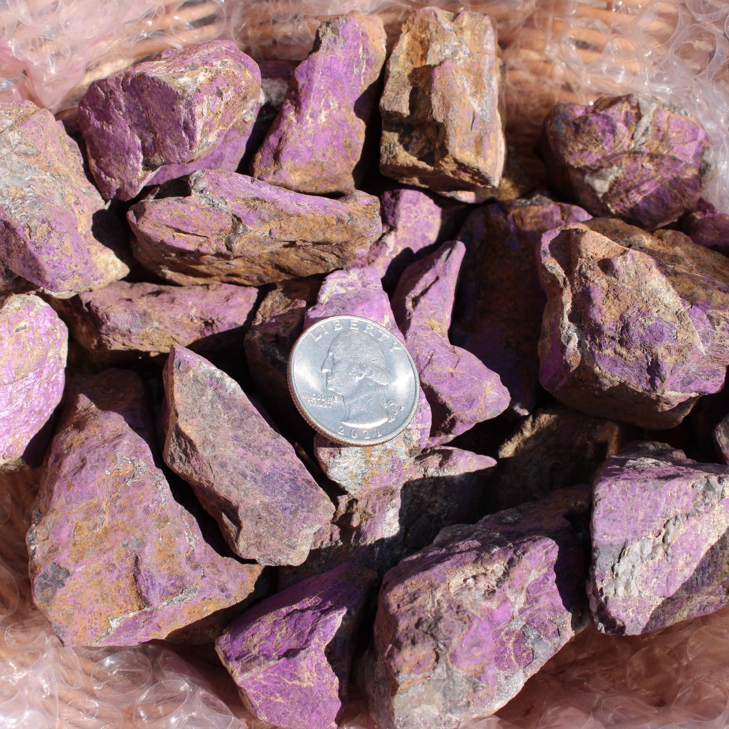 Natural Raw Phosphosiderite Crystals in Various Sizes with Rich Purple Hues and Textures