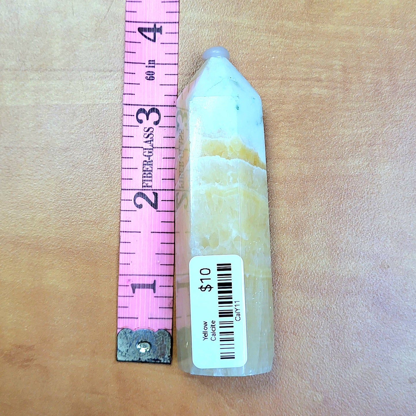 Yellow Calcite Towers Crystal with Smooth Surface and Tapered Top for Home Decor