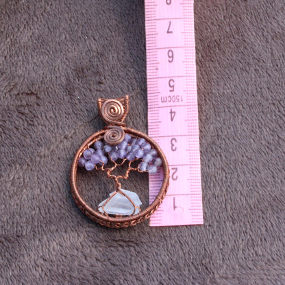 Reverseable amethyst tree of life copper pendant