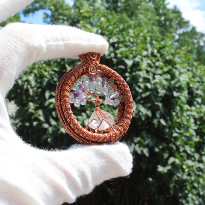 Reversable fluorite tree of life pendant