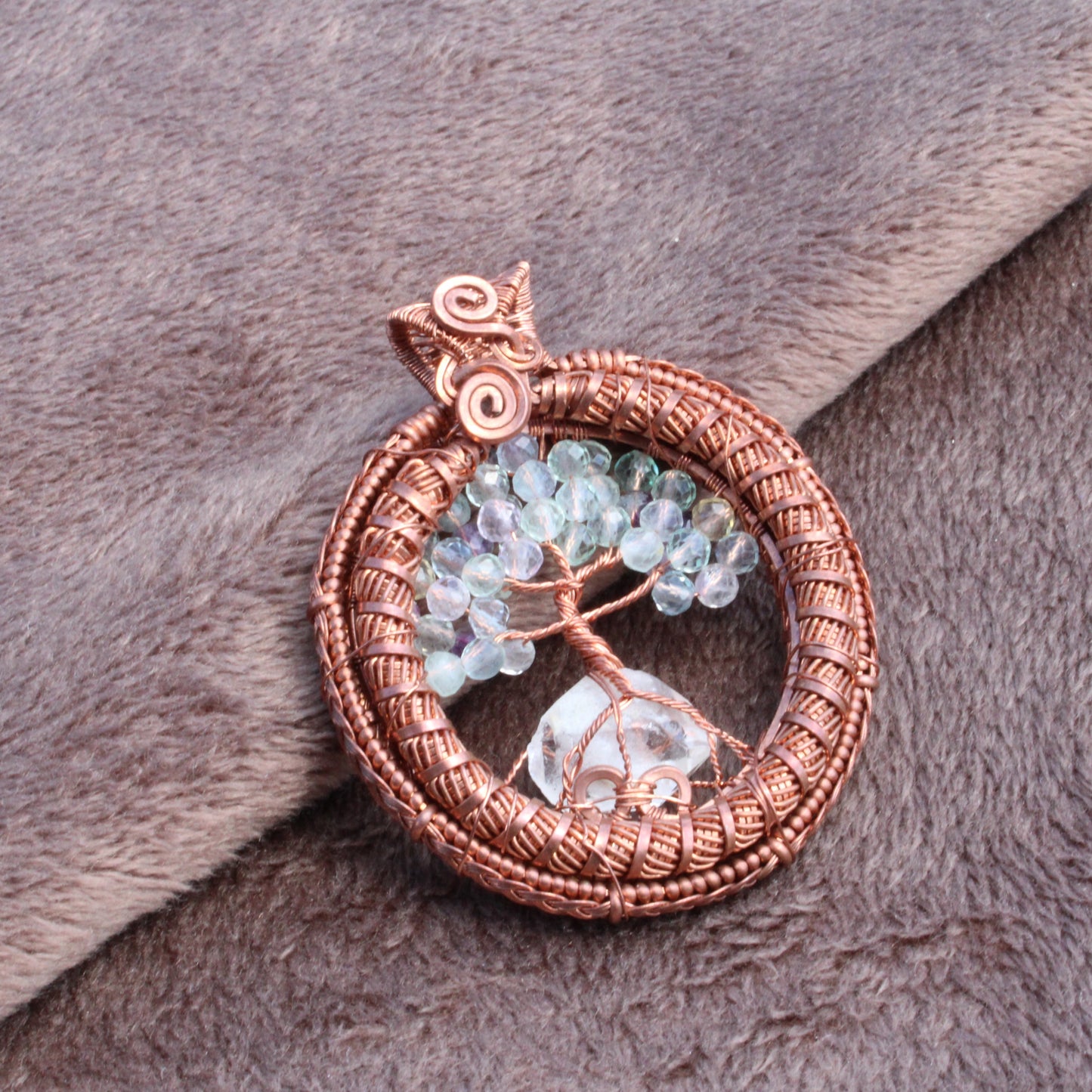Reversable fluorite tree of life pendant