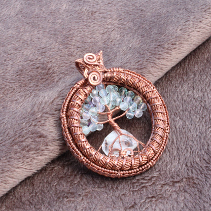 Reversable fluorite tree of life pendant