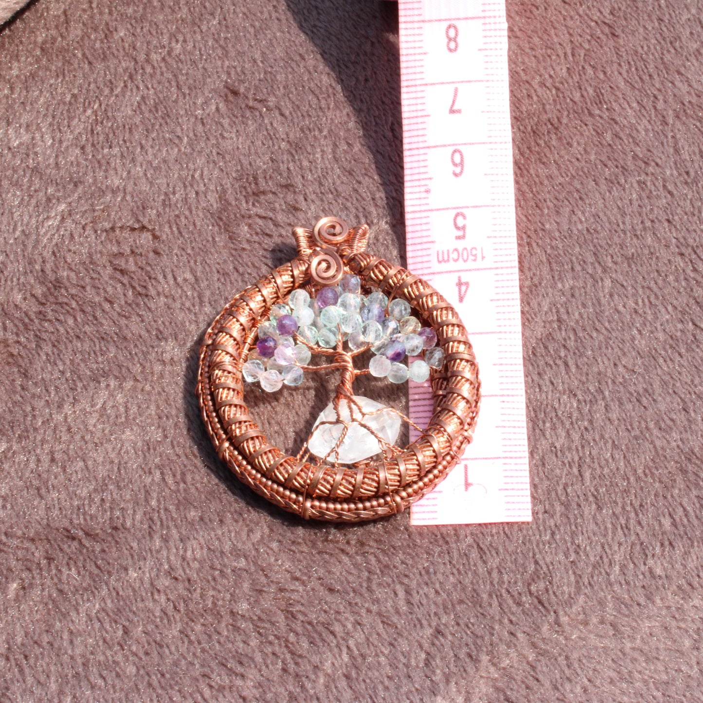 Reversable fluorite tree of life pendant