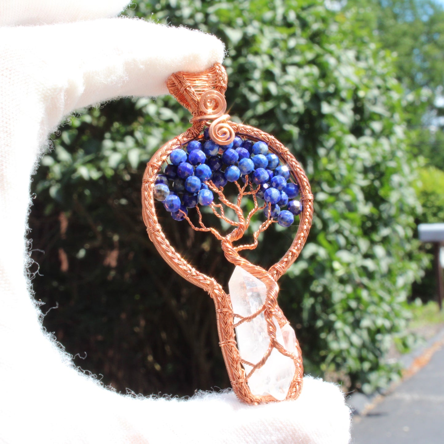 Lapis lazuli tree of life keyway pendant