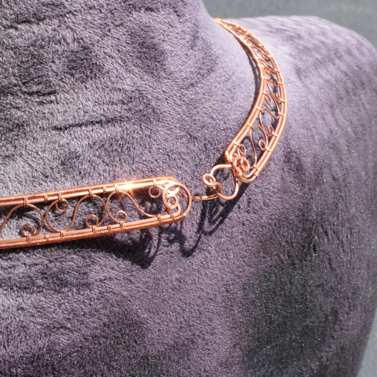 Large bib blue apatite tree of life copper necklace