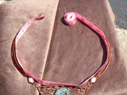 Large bib blue apatite tree of life copper necklace