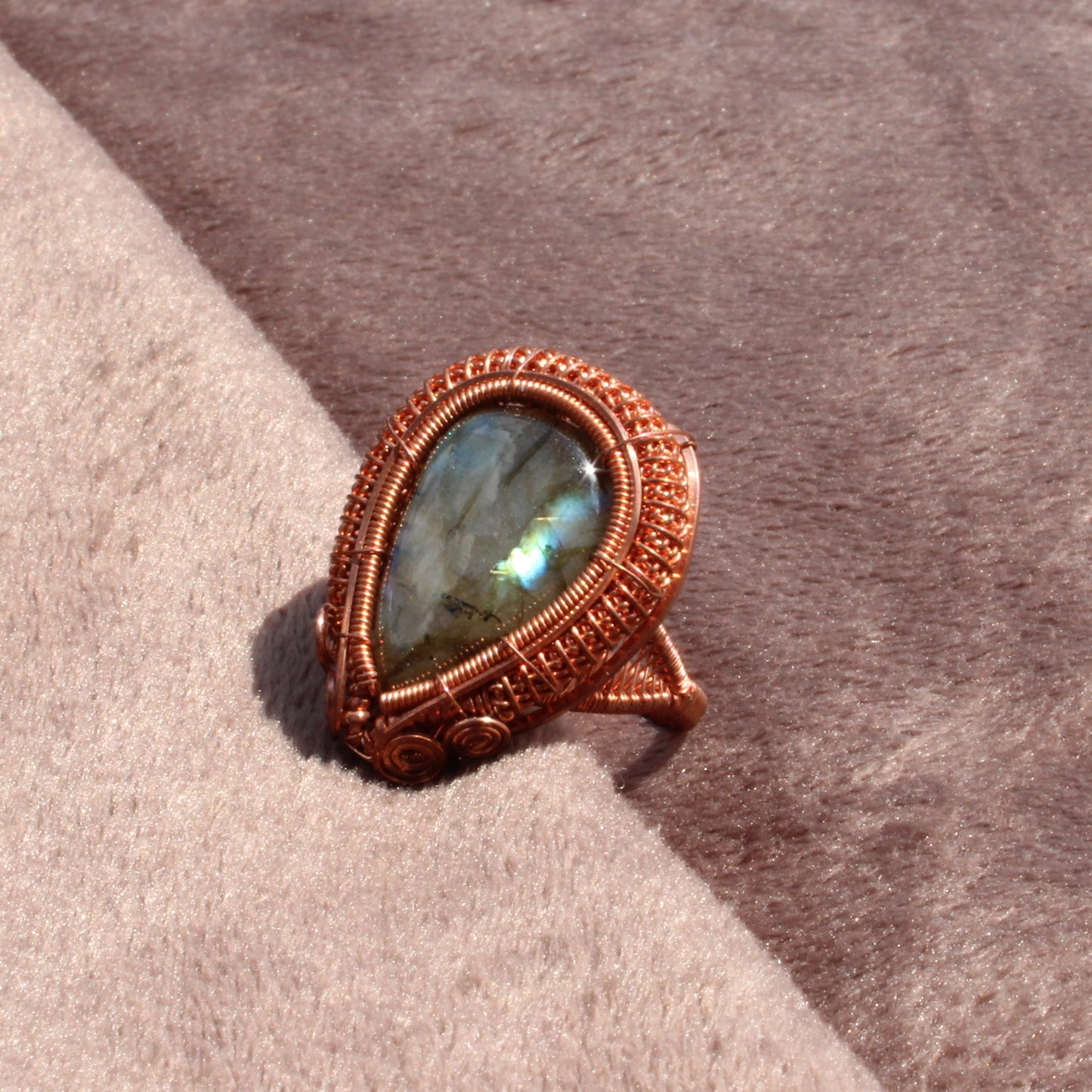 Labradorite Copper ring