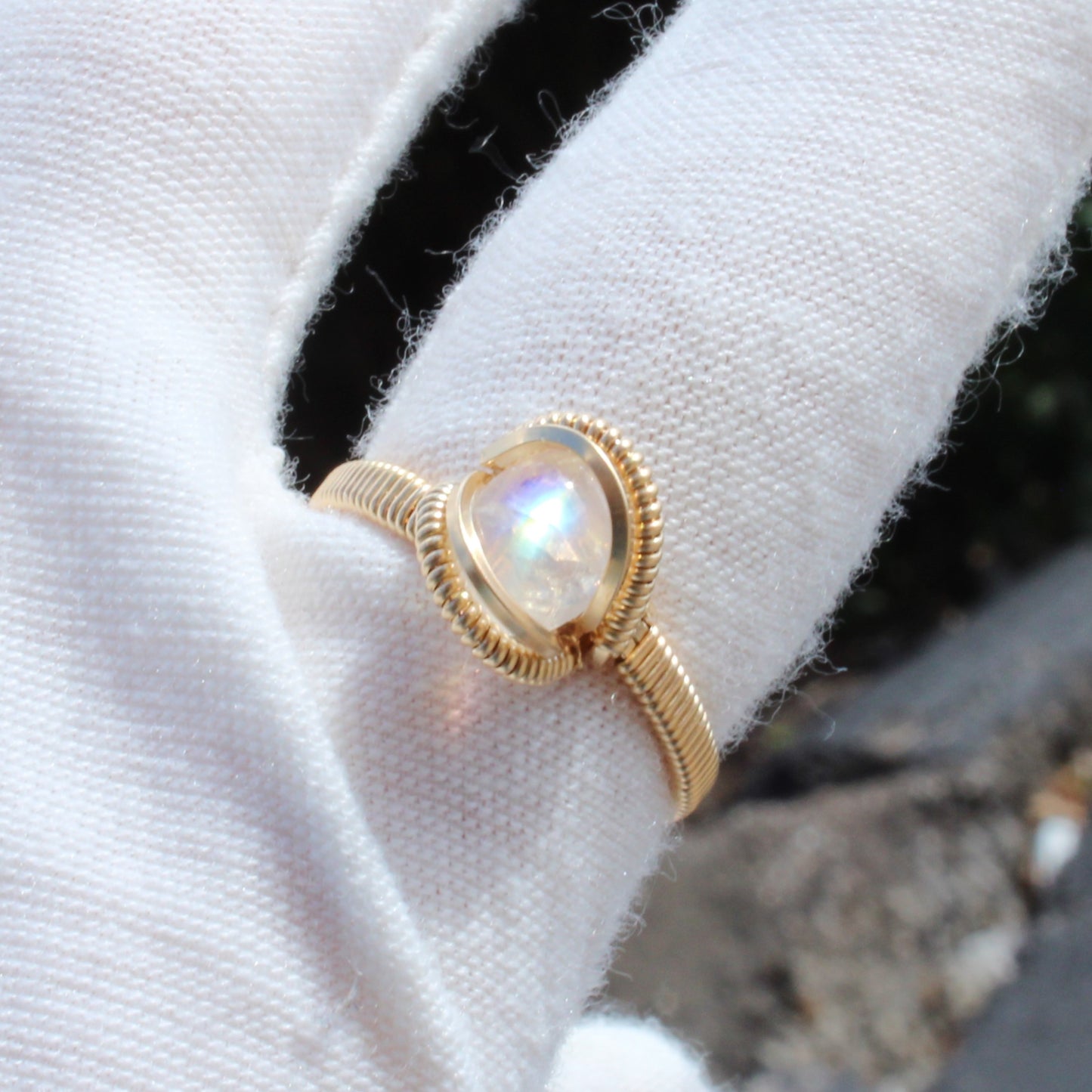 Rainbow Moonstone 14k Gold Fill Ring
