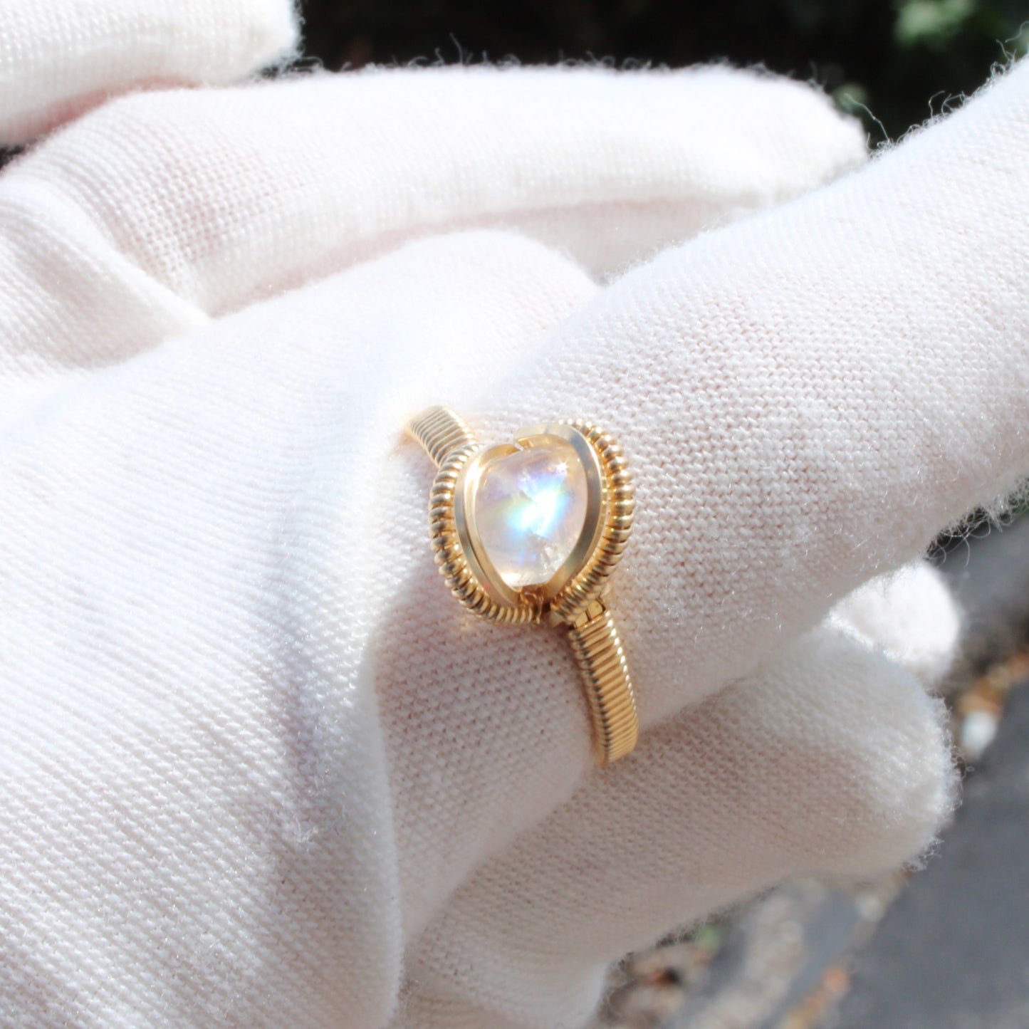 Rainbow Moonstone 14k Gold Fill Ring