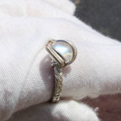 Rainbow Moonstone Sterling Ring