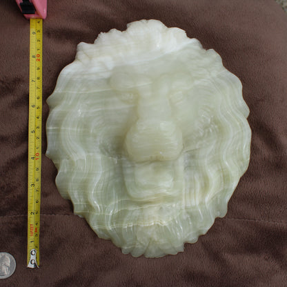 Afganistan Jade Lion head crystal Statement calcite carved decorative crystal piece by Different Branches LLC