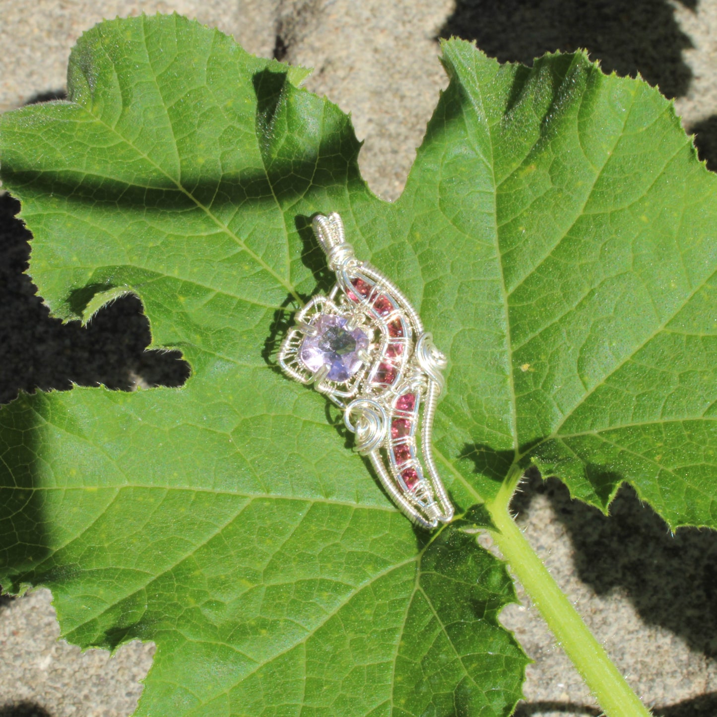 Exquisite Amethyst Sterling Silver Pink Tourmaline Brooch with Unique Handmade Design