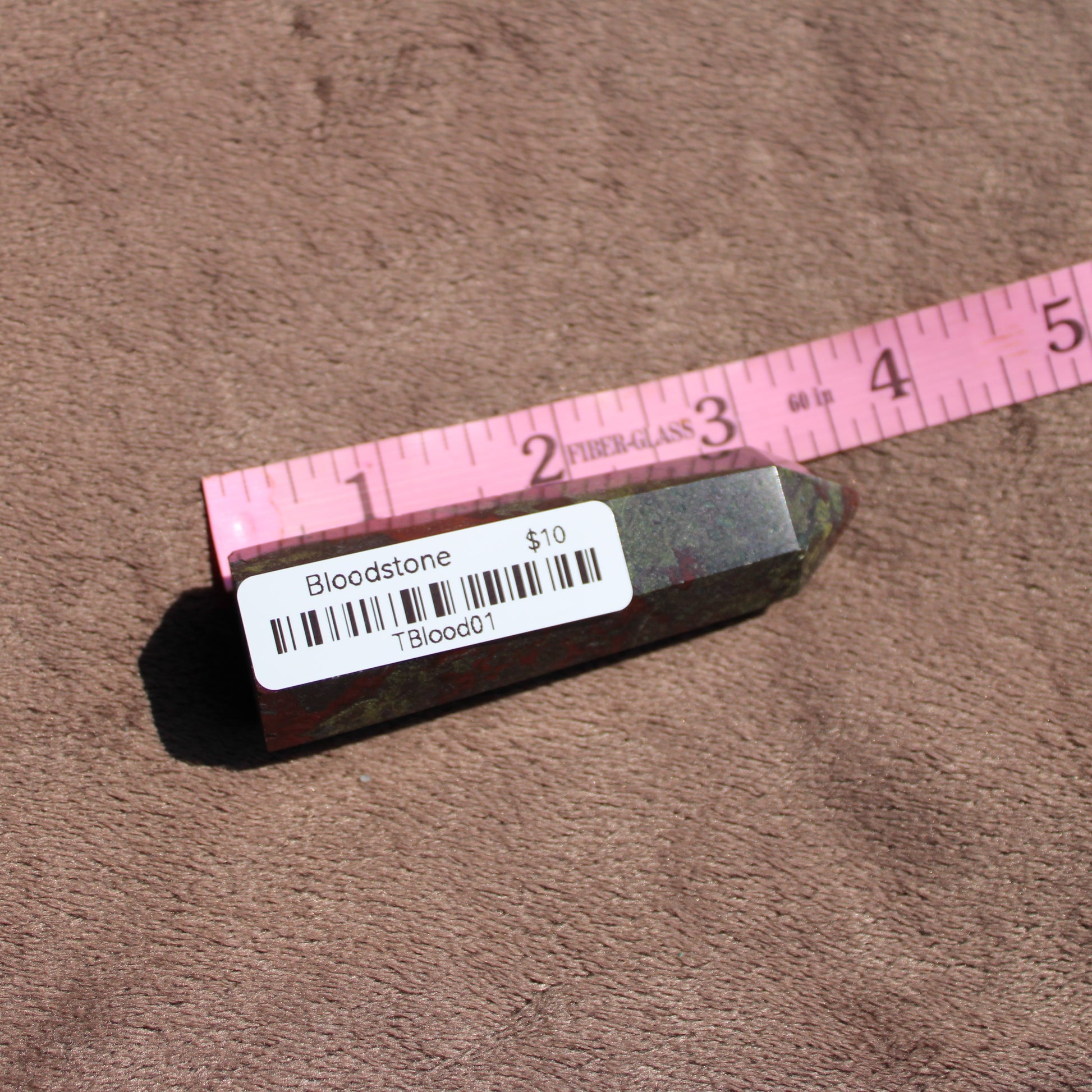 Bloodstone tower crystal with unique patterns, measured for size, perfect for healing and decoration