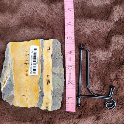 Bumblebee Jasper Slabs with Unique Patterns and a Display Stand for Home Décor