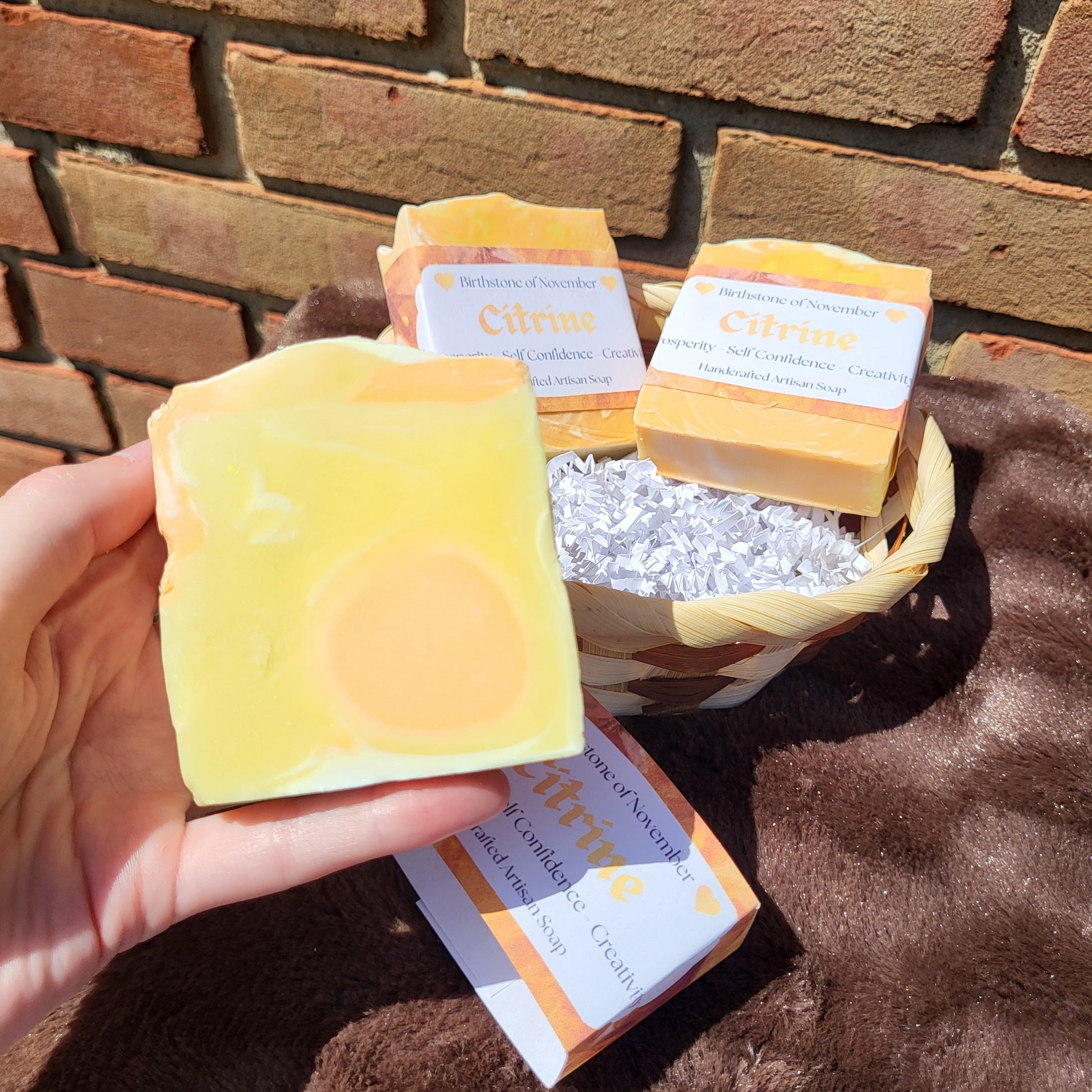 Citrine Crystal Inspired Soap | Sweet Orange with vibrant colors and natural ingredients, perfect for refreshing skin
