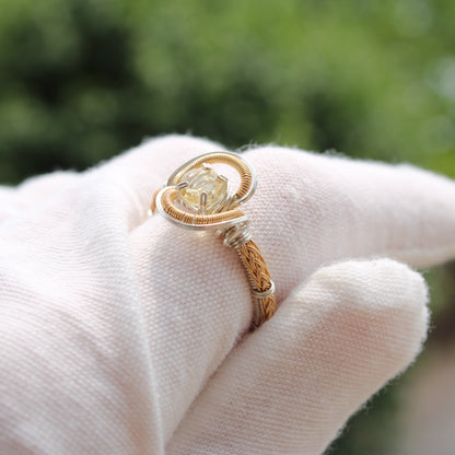 Citrine Sterling Silver Ring featuring intricate wire detailing and a stunning yellow gemstone