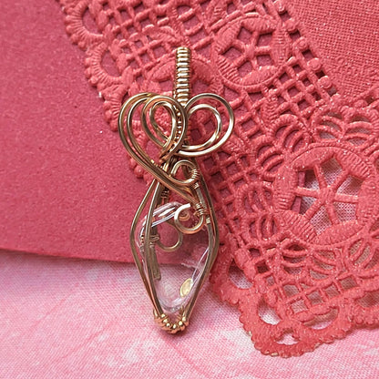 Handcrafted Clear Quartz Pendant Wrapped in Gold Wire for Elegant Jewelry Styles