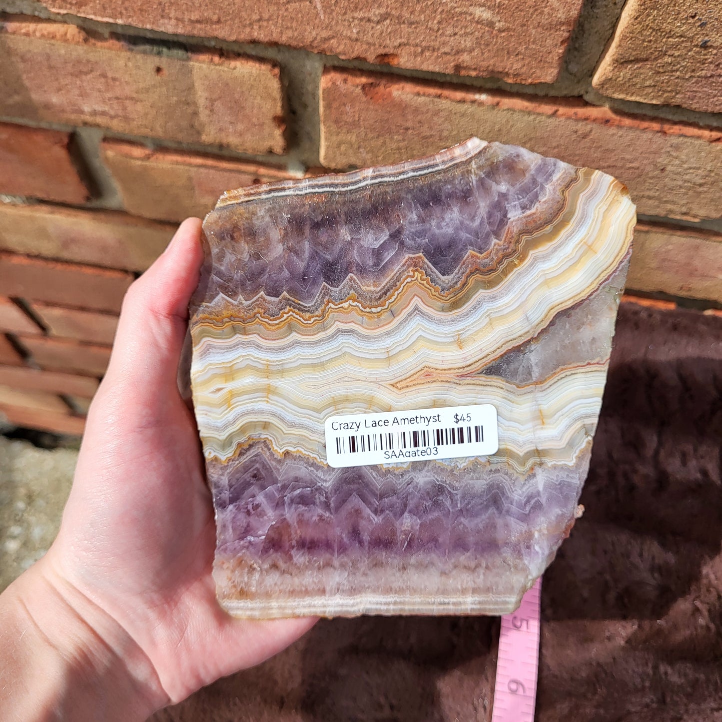 Unique Crazy Lace Amethyst Slab showcasing vibrant purple and earthy tones for home decor