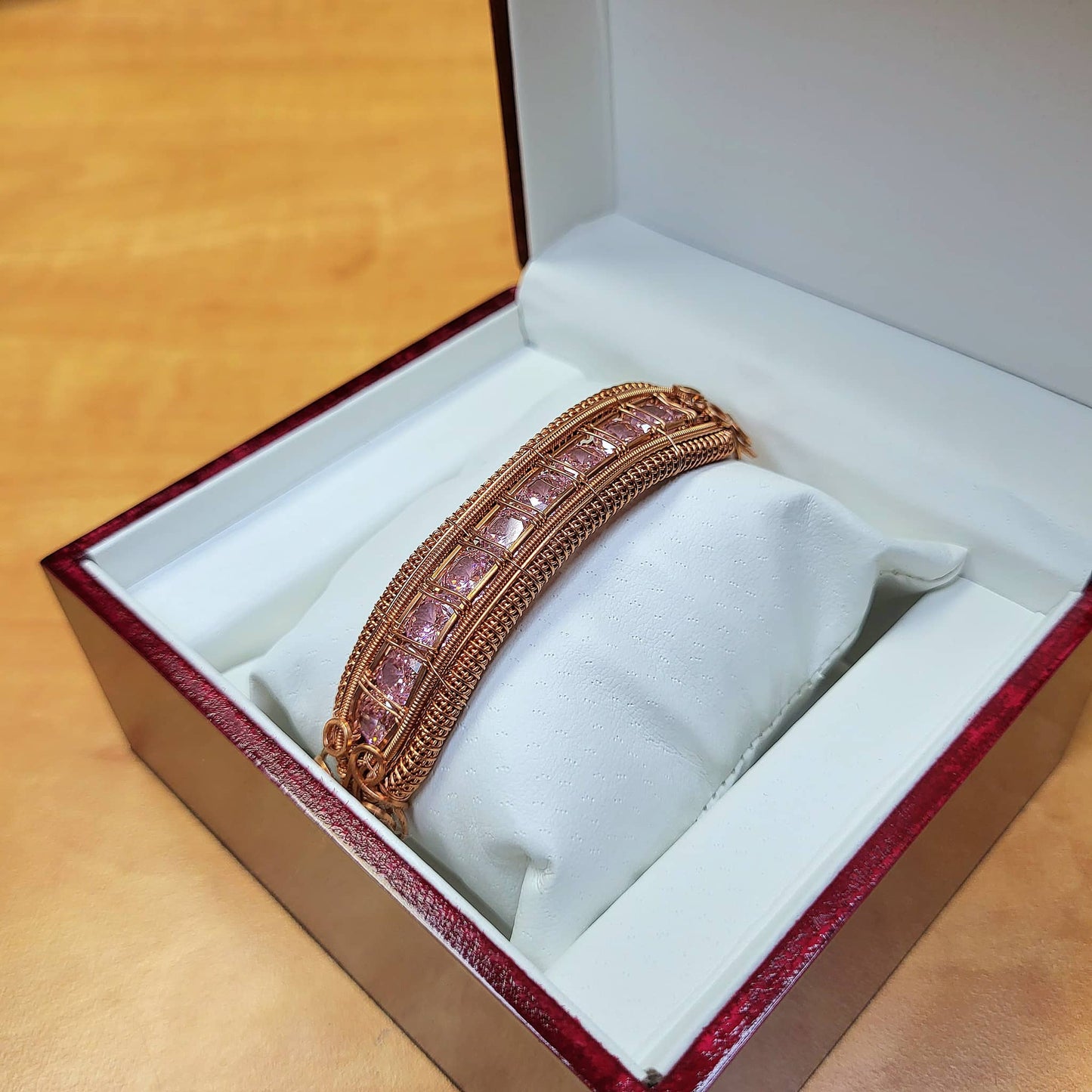 Elegant cubic zirconia bracelet displayed in a luxurious gift box from Different Branches Crystal Gift Shop