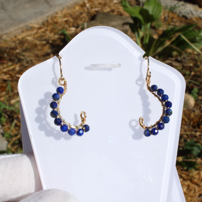 Faceted Bead Earrings - Peridot, garnet, lapis - Made to order with gold accents and unique design