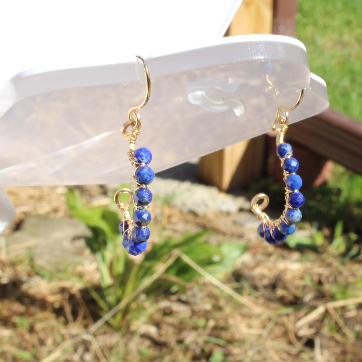 Faceted Bead Earrings - Peridot, garnet, lapis - Made to order with gold accents and a unique design