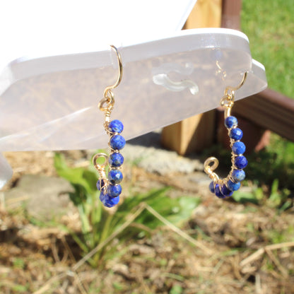 Faceted Bead Earrings - Peridot, garnet, lapis - Made to order with gold accents and a unique design