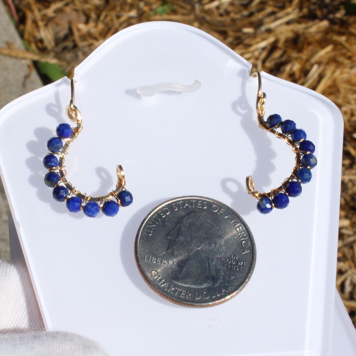 Faceted Bead Earrings - Peridot, garnet, lapis - Made to order displayed with a coin for size reference