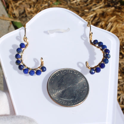Faceted Bead Earrings - Peridot, garnet, lapis - Made to order displayed with a coin for size reference
