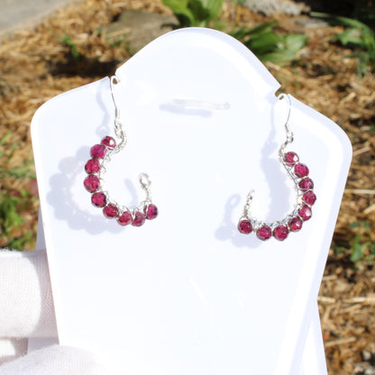 Faceted Bead Earrings - Peridot, garnet, lapis - Made to order with vibrant garnet beads