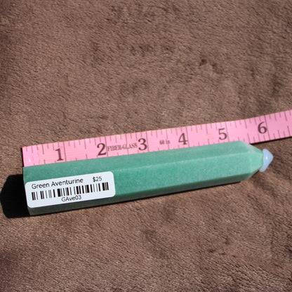 Green Aventurine tower elongated in shape, showcasing its natural green color and smooth finish