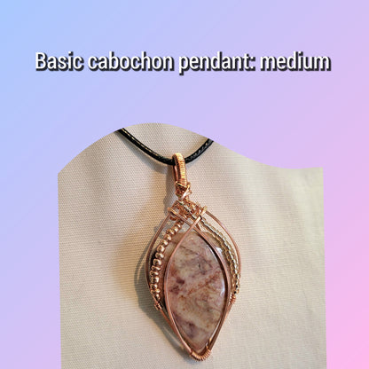 Medium basic cabochon pendant on a necklace, perfect for Jewelry Making Classes Fall 2025