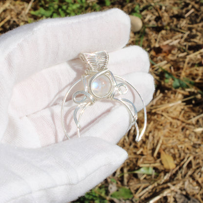 Handcrafted Jim Henson's Labyrinth sterling silver pendant with a moonstone centerpiece