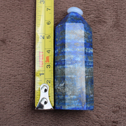 Lapiz Lazuli Tower crystal measuring approximately 4 inches tall with rich blue and gold flecks
